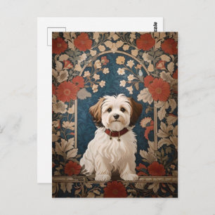 Mooie Havanese hond William Morris Floral Briefkaart