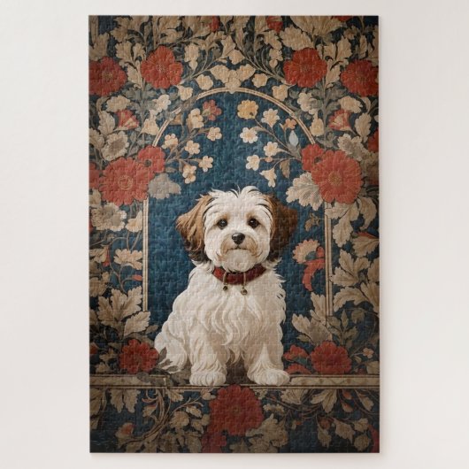 Mooie Havanese hond William Morris Floral Legpuzzel (Verticaal)