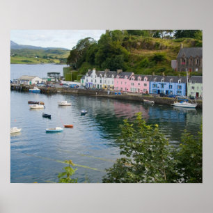 Mooie haven- en zeilboten met reflectie in 2 poster