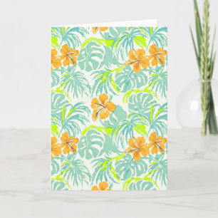 Mooie Hawaiaanse eilanden hibiscus vintage patroon Kaart