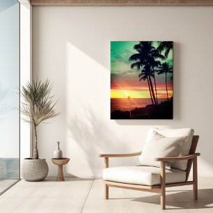 Mooie Hawaiaanse zonsondergang opgerekt canvasprin Canvas Afdruk