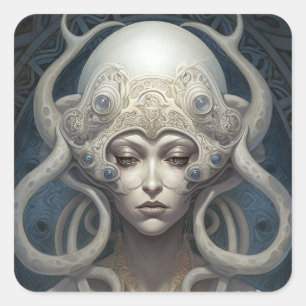 Mooie heks demon koningin fantasy kunst vierkante sticker