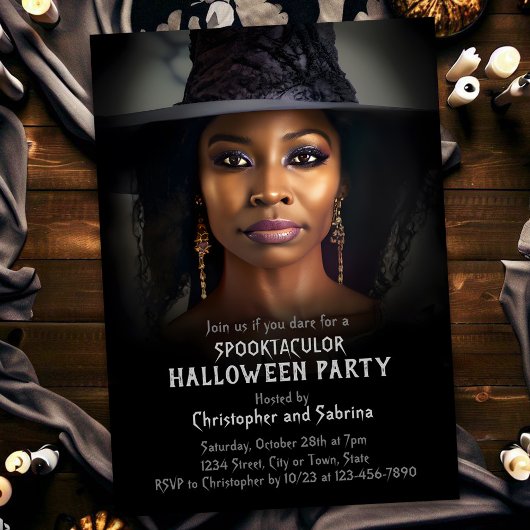 Mooie heks Halloween Party Kaart
