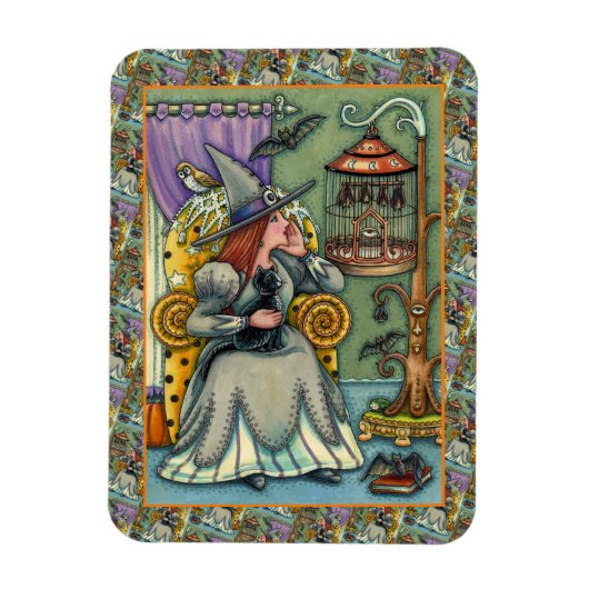 MOOIE HEKS, KAT EN HAAR HUISDIEREN, VLEERMUISKOOI, MAGNEET (Verticaal)