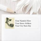 Mooie heks met ketel  Halloween Etiket (Insitu)