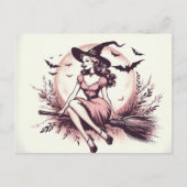  mooie heks op bezemsteel briefkaart (Voorkant)