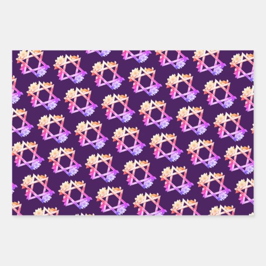 Mooie heldere bloemen ster van David Joodse Event Inpakpapier Vel (Voorkant 3)