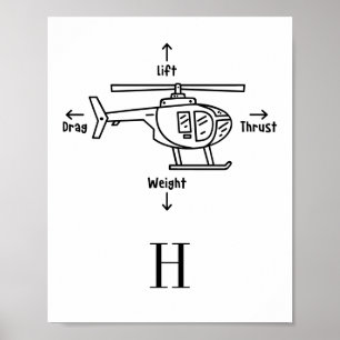 Mooie helikopter illustratie gepersonaliseerd poster