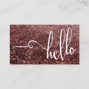 Mooie Hello-Typografie over Glanzend Roze Goud Visitekaartje