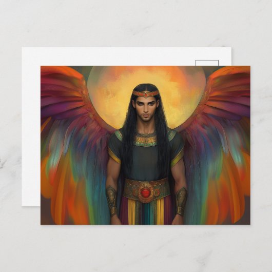 Mooie Hemelse Geest Gids Regenboog Vleugels Briefkaart (Voorkant / Achterkant)