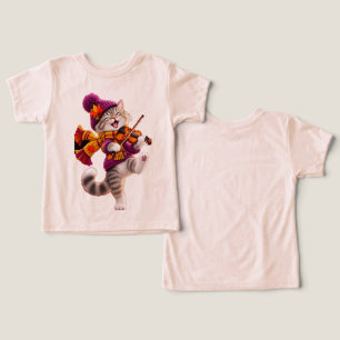 Mooie herfst kat viool peuter meisjes T-shirt