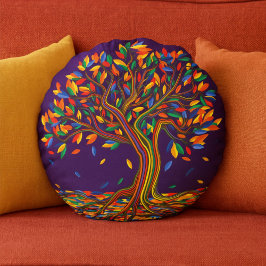 Mooie herfst regenboog boom paarse herfst thanksgi rond kussen