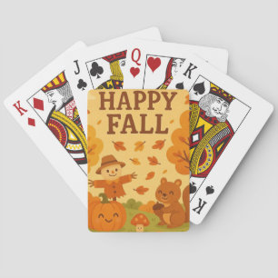 Mooie herfst scène met pompoen en eekhoorn pokerkaarten