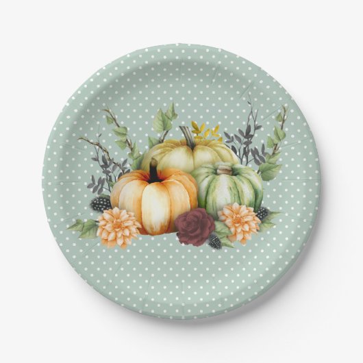 Mooie Herfst Thanksgiving Waterverf Papieren Bordje (Voorkant)