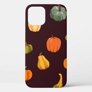 Mooie herfstachtergrond met kleurrijke pompoenen iPhone 12 hoesje