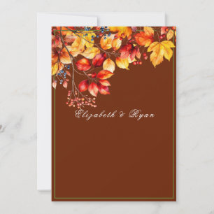 Mooie herfstbladeren en bessen herfstbruiloft kaart