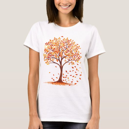 Mooie herfstboom Oranje herfstbladeren seizoen T-shirt (Voorkant)