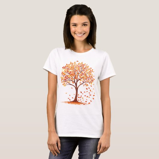 Mooie herfstboom Oranje herfstbladeren seizoen T-shirt (Voorkant volledig)