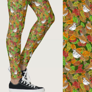 Mooie herfstkleuren bladeren vogels seizoenspatroo leggings