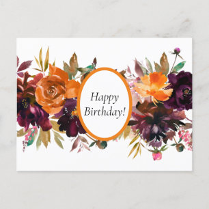 Mooie herfstkleuren bloemige verjaardagsansichtkaa briefkaart