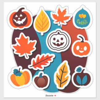 Mooie herfstpompoenen en bladeren seizoensgebonden sticker