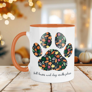 Mooie herfstpootafdruk koffiemok voor een hondenli mok