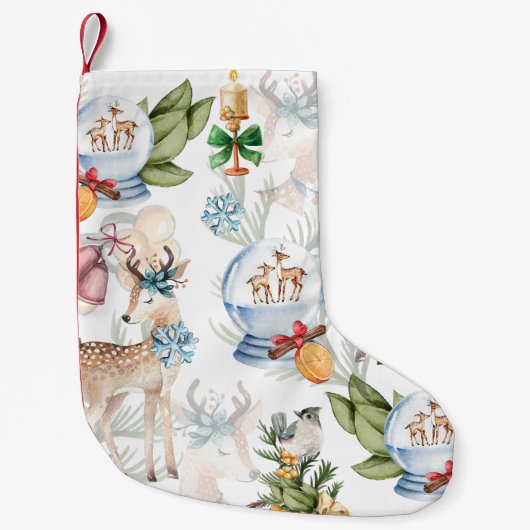 Mooie herten Waterverf kerst Kleine Kerstsok (Voorkant)