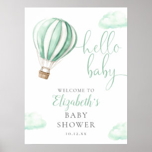 Mooie hete luchtballon baby shower welkomstbord poster