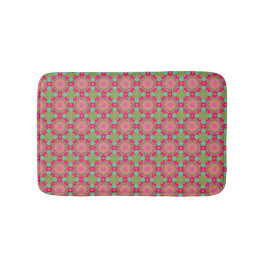 Mooie hete roze en groene bloemen badmat