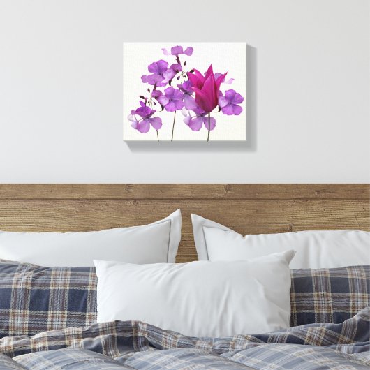 Mooie hete roze tulp paarse bloemen bloemig canvas afdruk (Insitu (Slaapkamer))