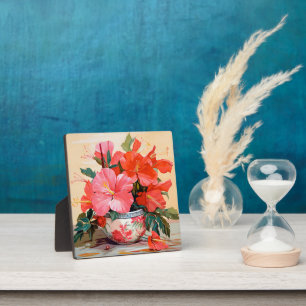 Mooie Hibiscus bloemen, roze/rood, Fotoplaat