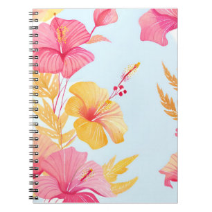 Mooie Hibiscus Tropische Bloem Waterverf Notitieboek