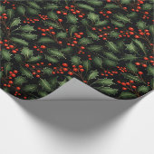 Mooie Holly Berry Kerstmis Cadeaupapier (Hoek)