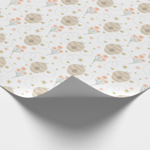 Mooie hommels en bloemen inpakpapier