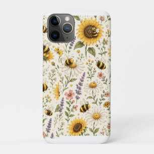 Mooie Hommels & Wilde Bloemen Patroon iPhone 11 Pro Hoesje