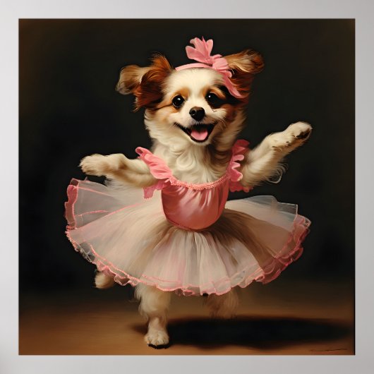 Mooie hond Ballerina Dancing Poster (Voorkant)