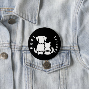 Mooie hond en kat beste vrienden silhouet pin knoo ronde button 7,6 cm