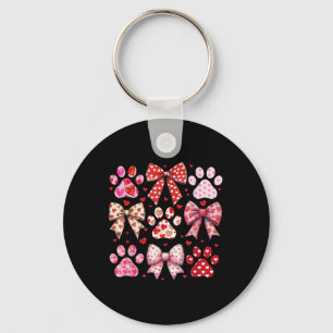 Mooie Hond En Kat Poot Valentijnsdag Coquette Boog Sleutelhanger