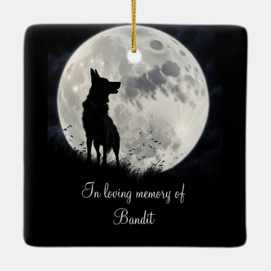 Mooie Hond Memorial Tribute Custom Name Keramisch Ornament (Achterkant)