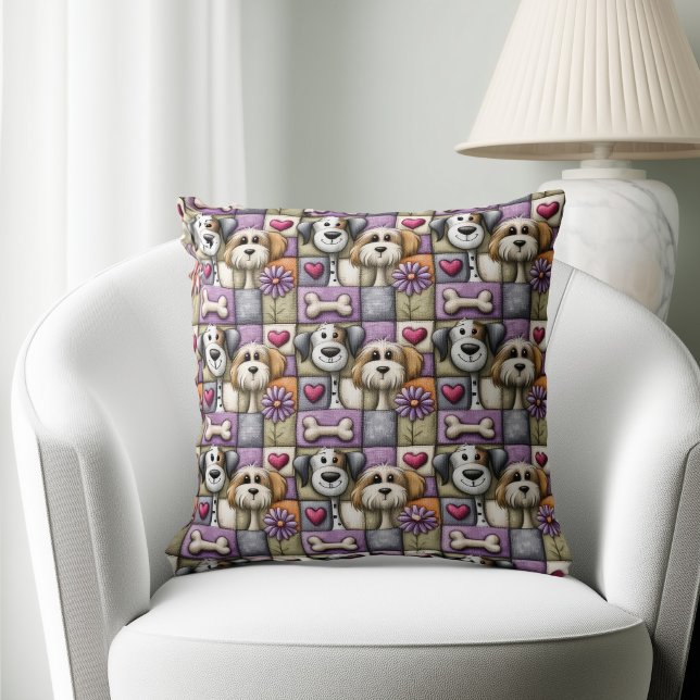 Mooie Hond Patchwork Patroon Kussen (Creator heeft geüpload)