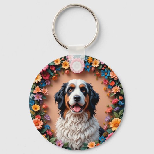 Mooie Hond Portret Sleutelhanger (Voorkant)