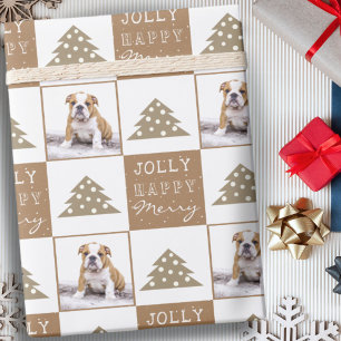 Mooie Hond Puppies Huisdier Typografie Kerstboom F Cadeaupapier