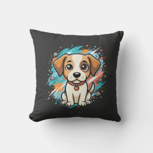 Mooie Hond Verfspatten Vector Kunst_1 Kussen