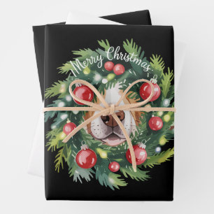Mooie Honden Neus Kerstkrans Honden Moeder Hondenl Inpakpapier Vel