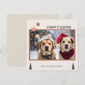 mooie honden prettig kerstfeest  Platte Kerstkaart (Voorkant / Achterkant)