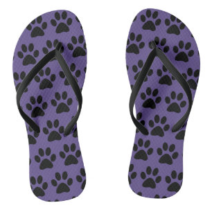 Mooie Hondenpootafdruk Patroon Stijlvol Zwart Paar Teenslippers