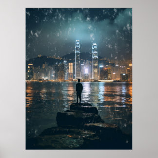 Mooie Horizon Hong Kong, Nachtstad Poster