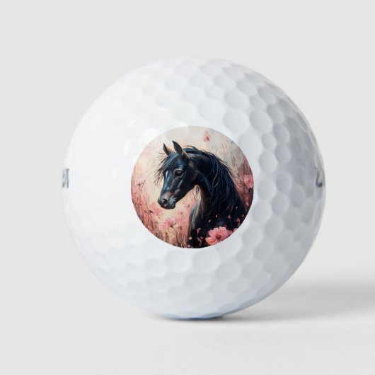 Mooie Horse Blush Roze Wildflowers Golfballen (Voorkant)