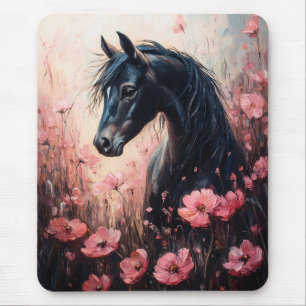Mooie Horse Blush Roze Wildflowers Muismat