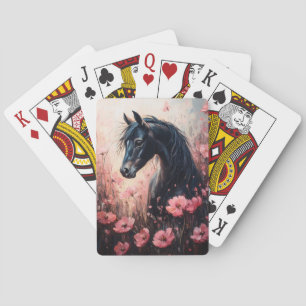Mooie Horse Blush Roze Wildflowers Pokerkaarten